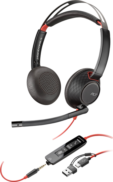 Навушники HP Poly Blackwire 5220 Stereo USB-A/USB-C + 3.5 mm (93S88AA) - зображення 1