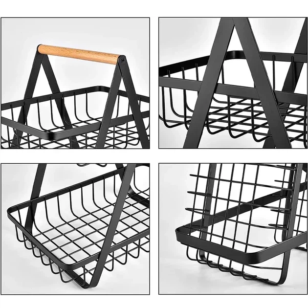 Корзина для фруктов 2 яруса, 32х30х18смКоVegetableКорзина д and fruit storage rack / Фруктовница металлическая - изображение 3