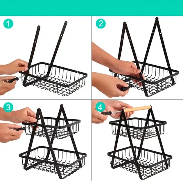 Корзина для фруктов 2 яруса, 32х30х18смКоVegetableКорзина д and fruit storage rack / Фруктовница металлическая - изображение 5