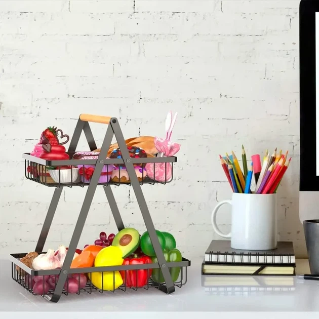 Корзина для фруктов 2 яруса, 32х30х18смКоVegetableКорзина д and fruit storage rack / Фруктовница металлическая - изображение 8