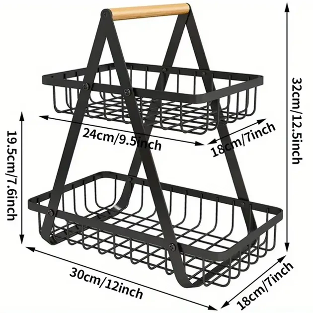 Корзина для фруктов 2 яруса, 32х30х18смКоVegetableКорзина д and fruit storage rack / Фруктовница металлическая - изображение 10