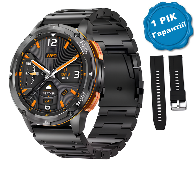 Смарт годинник UWatch K56 PRO Storm для чоловіків AMOLED з пульсометром для Android та ІOS Чорний - Фото 2 Смарт годинник UWatch K56 PRO Storm для чоловіків AMOLED з пульсометром для Android та ІOS Чорний - зображення 2