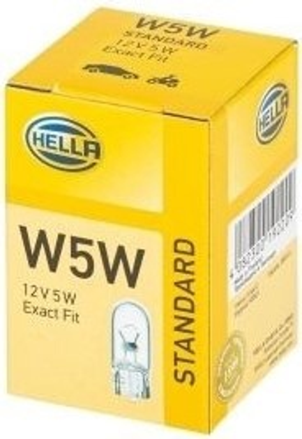 Набір автомобільних лампочок Hella Standard W5W 12 В 10 шт (8GP003594121) - зображення 1