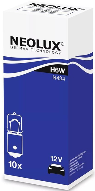 Zestaw żarówek samochodowych Neolux Standard N434 H6W 12 V 10 szt (4008321770387) - obraz 1