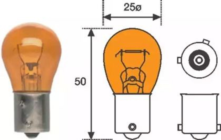 Zestaw żarówek samochodowych Magneti Marelli PY21W 12 V Pomarańczowa 10 szt (PY21W 12V) - obraz 2