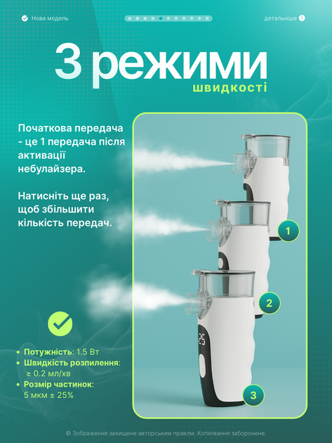 Інгалятор небулайзер для дітей і дорослих ручний портативний кишеньковий меш ультразвуковий від сухого кашлю нежиті болю в горлі для астматиків дихальної терапії DK44 - зображення 5
