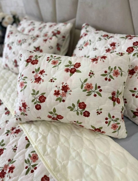 Покрывало Евро 220×240 см и 2 подушки 40×60 см Белый с красным (Д-mur-cap25-005) - изображение 2