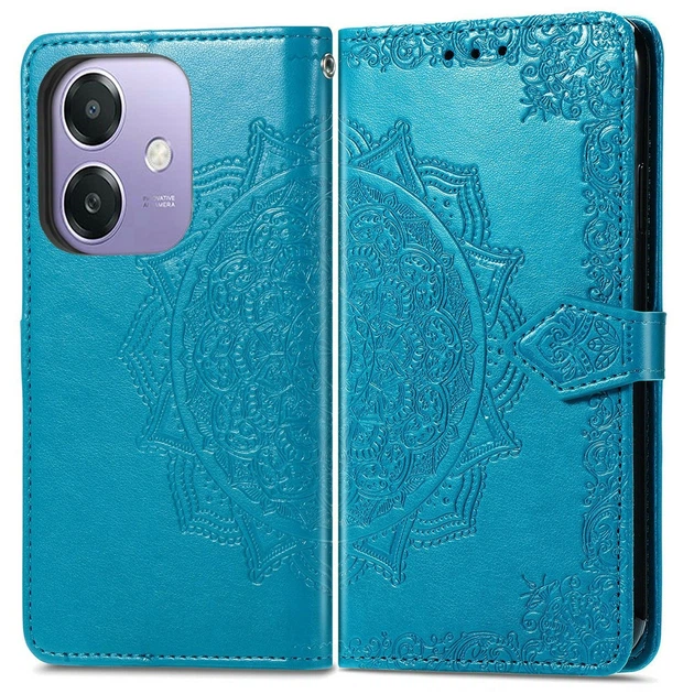 Чехол Vintage для OPPO A3X / CPH2641 книжка кожа PU с визитницей голубой - изображение 6