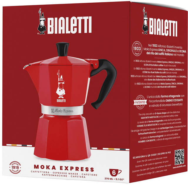 Kawiarka Bialetti Moka Express Nutcracker czerwona na 6 filiżanek (8006363074377) - obraz 2