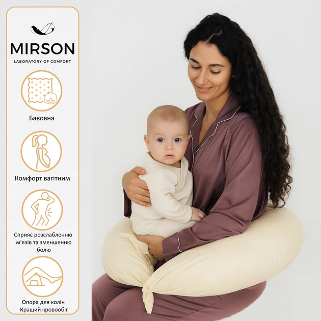 Подушка для беременных и кормления Mirson №10088&nbsp;Naturale&nbsp;Line 12-0712&nbsp;Calvina EcoSilk 30х170 см (2200007216215) - изображение 3
