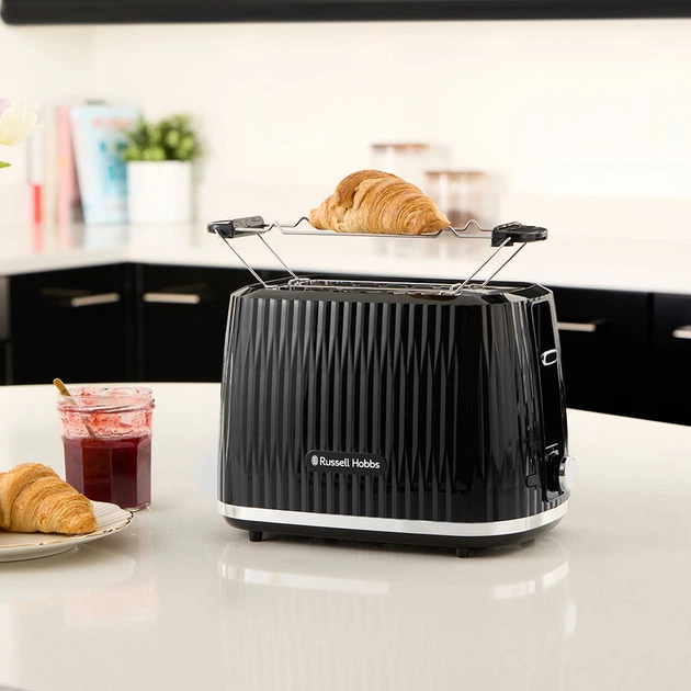 Тостер Russell Hobbs Eden, пластик, 800 Вт, поддон для крошек, решетка для подогрева, Черный (27371-56) - изображение 6