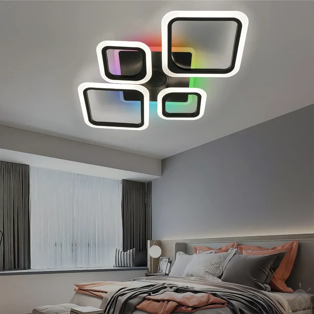 Смарт люстра с колонкой управляемая светодиодная OVAL RGB MUSIC 5S 85 Вт 725x460x80 мм Черная ESLLSE - изображение 8