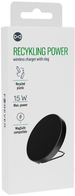Бездротовий зарядний пристрій Forever Recycling Power 15W Black (5907457738539) - зображення 5