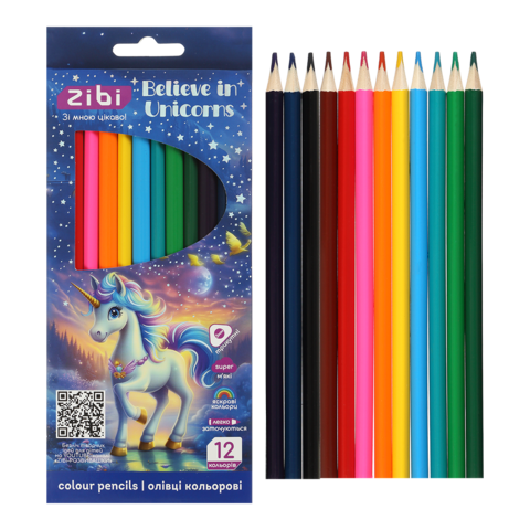 Олівці кольорові 12кол. ZiBi 2454 KIDS Line UNICORN тригранні, супер-м'які (24) /ZB.2454/ - зображення 2