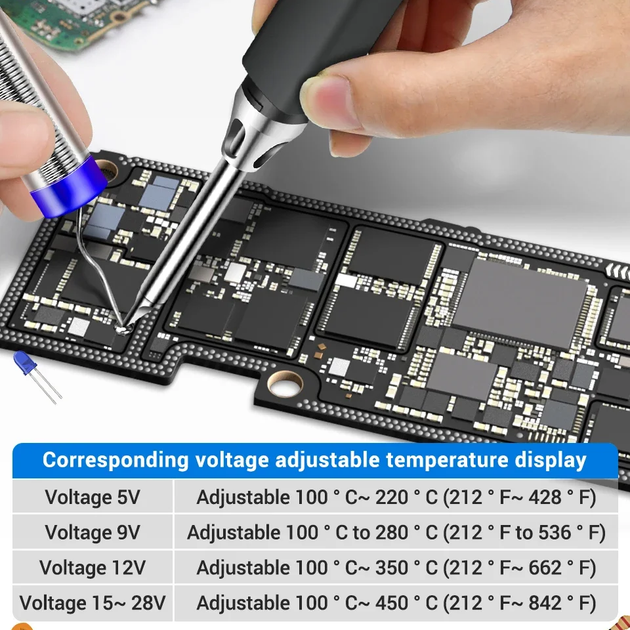 Портативный паяльник ANENG SL108 Black 96Вт 5-28В 100-450°C паяльная станция USB паяльник - изображение 6