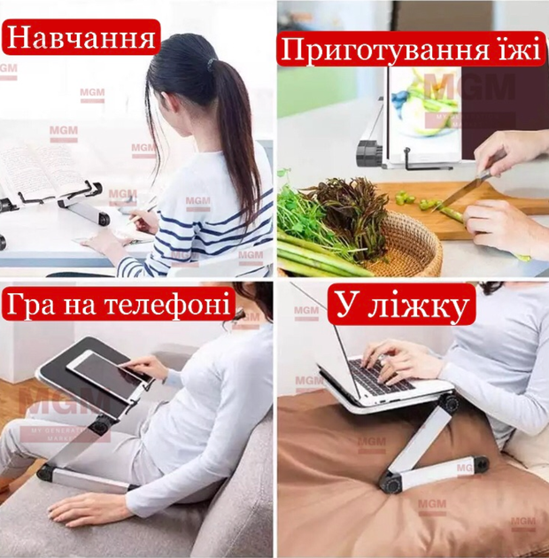 Универсальный алюминиевый складной столик BUDDY для ноутбука и планшета 14 до 15,6 дюймов – регулируемый переносной стол-подставка для работы, учебы и отдыха, компактный эргономичный аксессуар - изображение 7