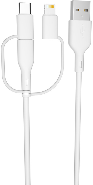 Кабель Forever Recycling USB Type-C + microUSB + Lightning – USB Type-A 1.5 м White (5909000571815) - зображення 2