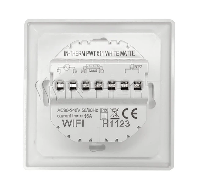 Програмований терморегулятор In-Therm PWT 511 Wi-Fi білий матовий з сенсорним екраном для теплого підлоги з захистом від дітей і таймером - зображення 4