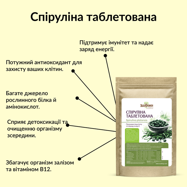Спіруліна "Здорово" таблетована 500 г - зображення 3