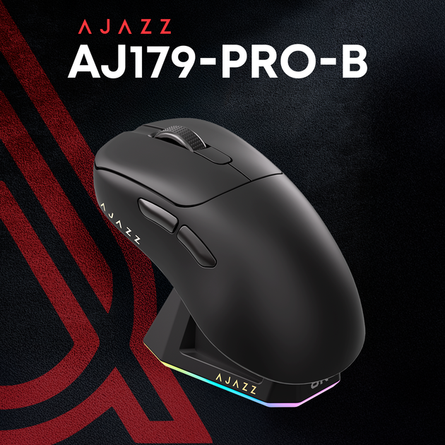 Мышь Ajazz AJ179PRO Wireless/Bluetooth/USB Black Charging Dock (AJ179-PRO-B) - Фото 5 Мышь Ajazz AJ179PRO Wireless/Bluetooth/USB Black Charging Dock (AJ179-PRO-B) - изображение 5