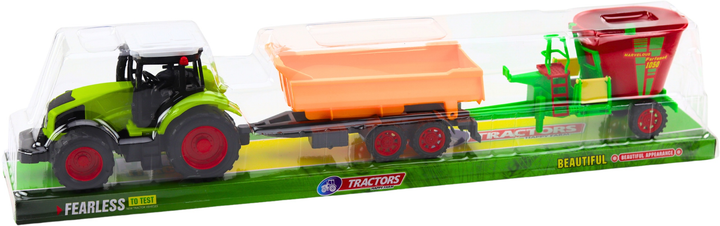 Zestaw zabawek LEAN Toys Traktor rolniczy z przyczepą wywrotką i wozem paszowym 24791 (5905991058410) - obraz 1