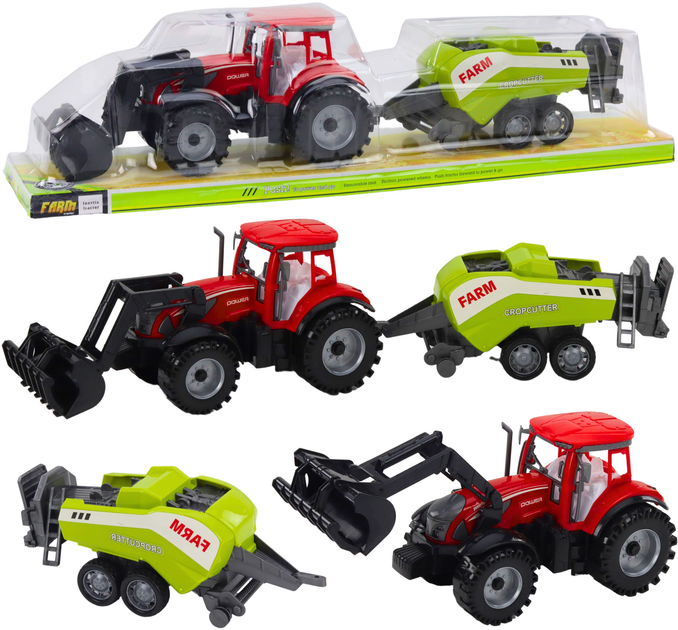 Набір іграшок LEAN Toys Трактор з навантажувачем і сільськогосподарським пресом Червоний 25002 (5905991060529) - зображення 2