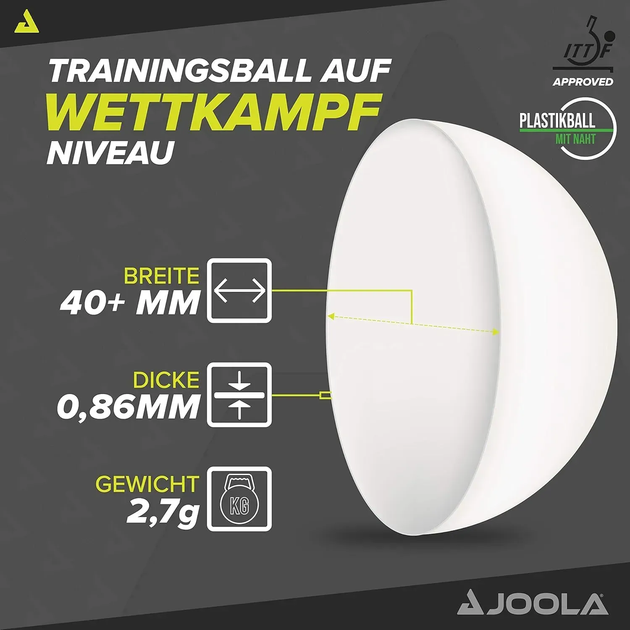 М'ячі для настільного тенісу Joola Magic ABS 40+ 72 шт, білий - изображение 5
