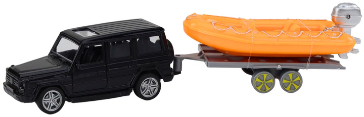 Zabawka LEAN Toys Auto terenowe z przyczepą Czarne + Łódź Pomarańczowa 18869 (5905991019534) - obraz 2