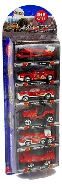 Набір ресорних іграшок LEAN Toys Пожежні автомобілі 1:64 6 шт 7596 (5905323219038) - зображення 1