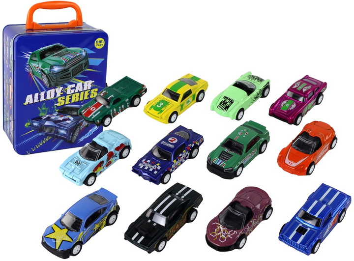 Набір машинок LEAN Toys Транспортні засоби з приводом металеві з валізою 1:64 12 шт 16326 (5905679078594) - зображення 2