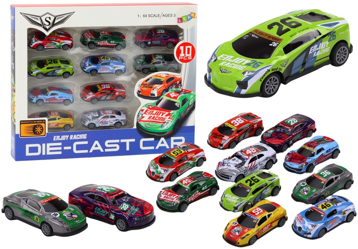 Zestaw resoraków LEAN Toys Autka sportowe wyścigowe 1:64 10 szt 17997 (5905991008736) - obraz 2