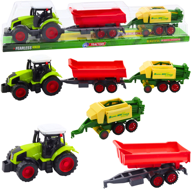 Zestaw zabawek LEAN Toys Traktor rolniczy z przyczepą i prasą 24793 (5905991058434) - obraz 2