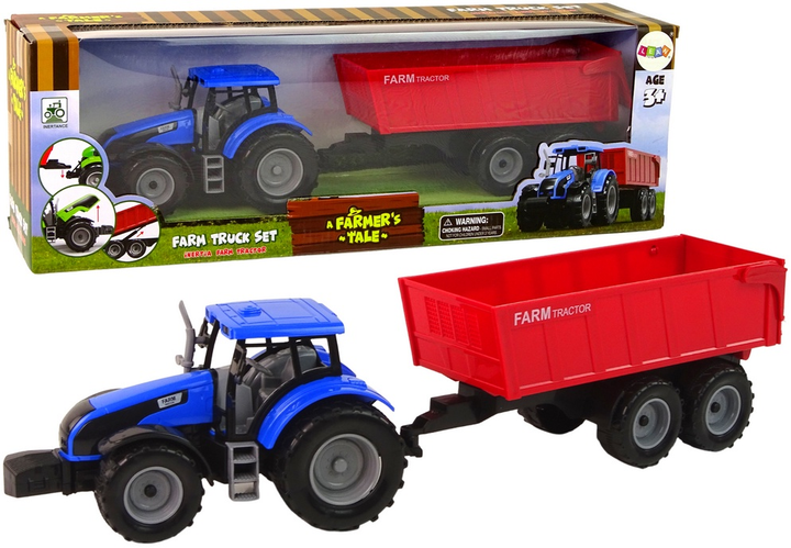 Pojazd rolniczy LEAN Toys FarmaTraktor z przyczepą Niebieski 15664 (5905679071885) - obraz 2