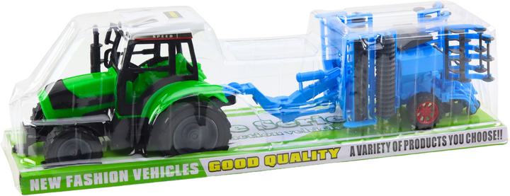 Zabawka LEAN Toys Traktor rolniczy z broną talerzową ruchoma 24795 (5905991058458) - obraz 1