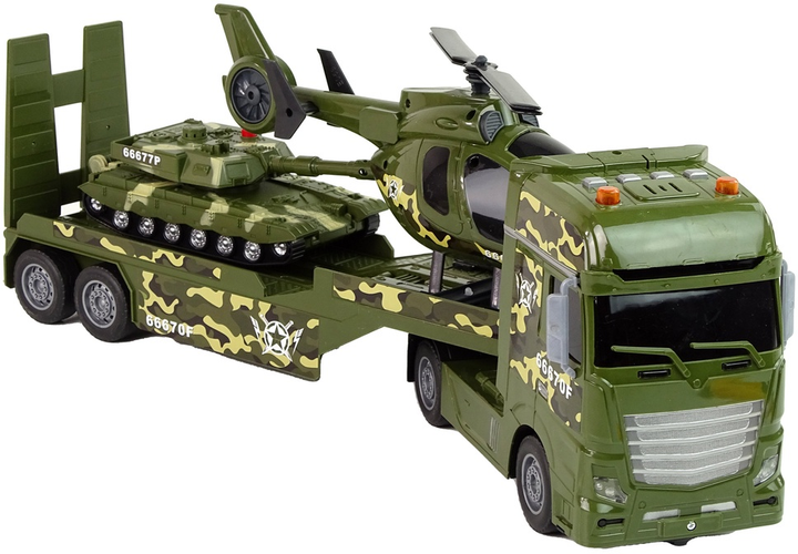 Zestaw zabawek LEAN Toys Militarny Czołg z napędem frykcyjnym + Helikopter + Ciężarówka 15483 (5905515358613) - obraz 4