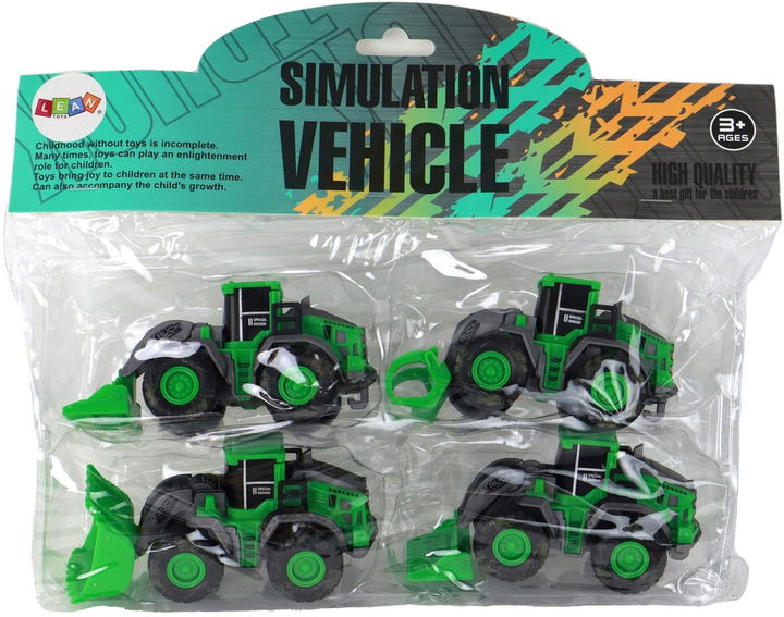 Zestaw LEAN Toys Pojazdy farmerskie Traktory 4 szt Zielone 15412 (5905515357906) - obraz 1