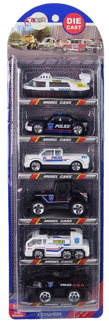 Zestaw resoraków LEAN Toys Pojazdy policyjne 1:64 6 szt 13115 (5905323213173) - obraz 1