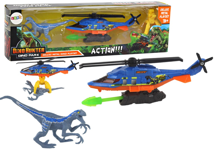 Набір іграшок LEAN Toys Парк динозаврів Гелікоптер з динозавром Синій 15942 (5905679074886) - зображення 2