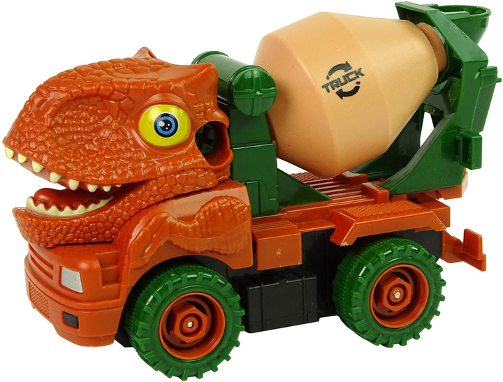 Набір іграшок LEAN Toys Вантажівка-бетономішалка Динозавр для розкручування Помаранчевий + Аксесуари 10423 (5904665992616) - зображення 3