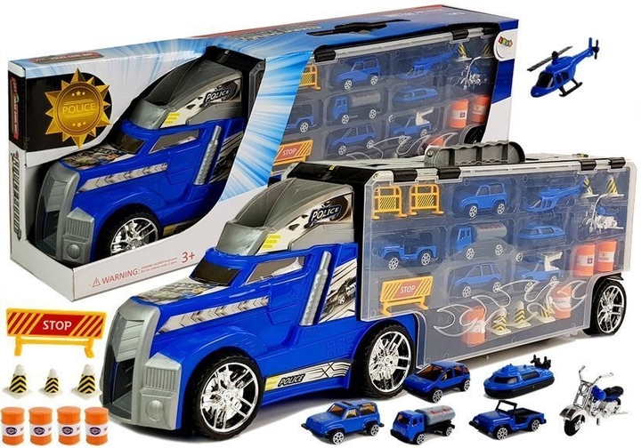 Набір іграшок LEAN Toys Поліція Вантажівка - гараж з машинами 8 шт + Аксесуари 6998 (5904665996874) - зображення 2