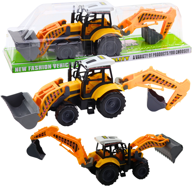 Zabawka LEAN Toys Duża Koparko-ładowarka rolnicza i budowlana ruchoma Żółta 24789 (5905991058397) - obraz 2