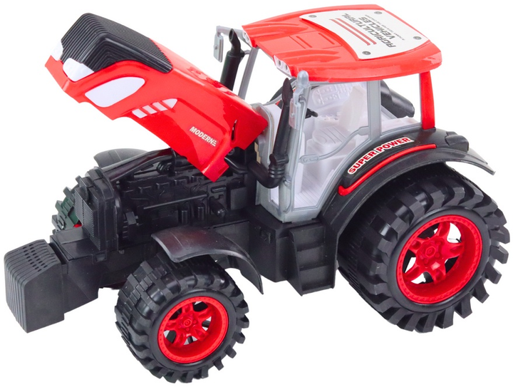 Zabawka LEAN Toys Duży traktor rolniczy z przyczepą i balami siana z napędem Czerwony 18627 (5905991018001) - obraz 3