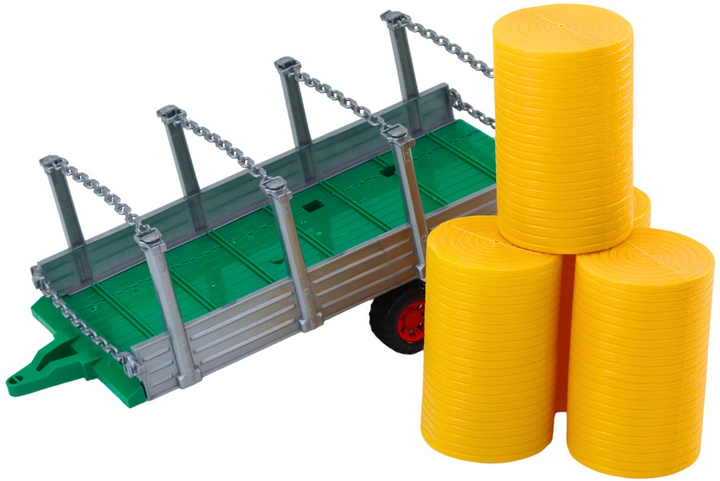 Zabawka LEAN Toys Duży traktor rolniczy z przyczepą i balami siana z napędem Czerwony 18627 (5905991018001) - obraz 6