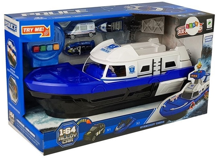 Zestaw LEAN Toys Łódź transportowa policyjna z autkami oraz ze światłami i dźwiękami 7424 (5908275999331) - obraz 1