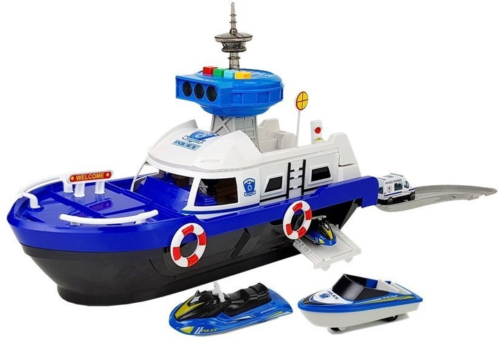 Zestaw LEAN Toys Łódź transportowa policyjna z autkami oraz ze światłami i dźwiękami 7424 (5908275999331) - obraz 3