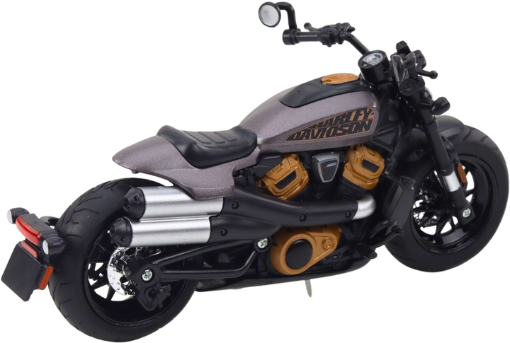 Zabawka LEAN Toys Motocykl chopper metalowy ze światłami i dźwiękami z szarymi elementami 1:12 Czarny 22617 (5905991049661) - obraz 4