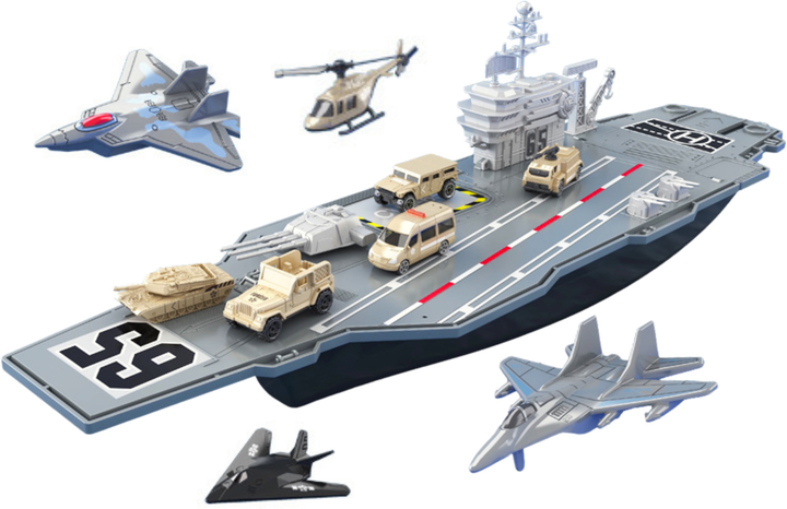 Іграшка LEAN Toys Військовий авіаносець з винищувачами танками та транспортними засобами 70 см 24290 (5905991054368) - зображення 4