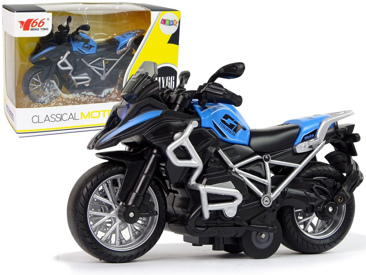 Іграшка LEAN Toys Мотоцикл GT з приводом pull-back світлом і звуком 1:14 Синій 12258 (5905214970345) - зображення 2