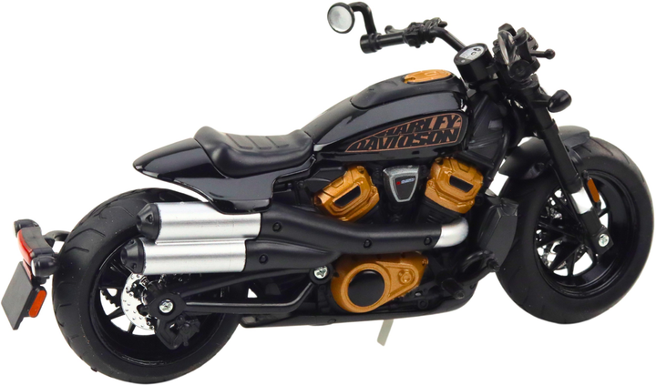 Zabawka LEAN Toys Motocykl chopper metalowy ze światłami i dźwiękami ze złotymi elementami 1:12 Czarny 22618 (5905991049678) - obraz 4
