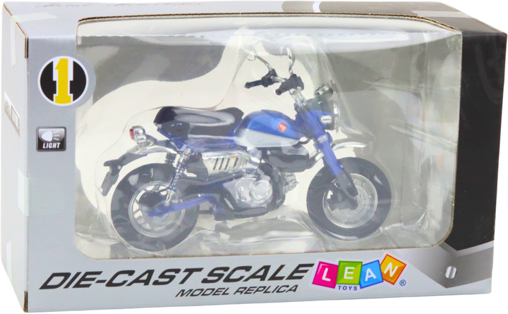 Zabawka LEAN Toys Motocykl retro klasyczny metalowy ze światłem 1:12 Niebieski 22624 (5905991049739) - obraz 1